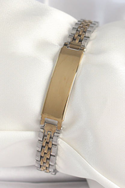 316L Steel Gold Silver Color Thick Chain Tag Model Men's Bracelet