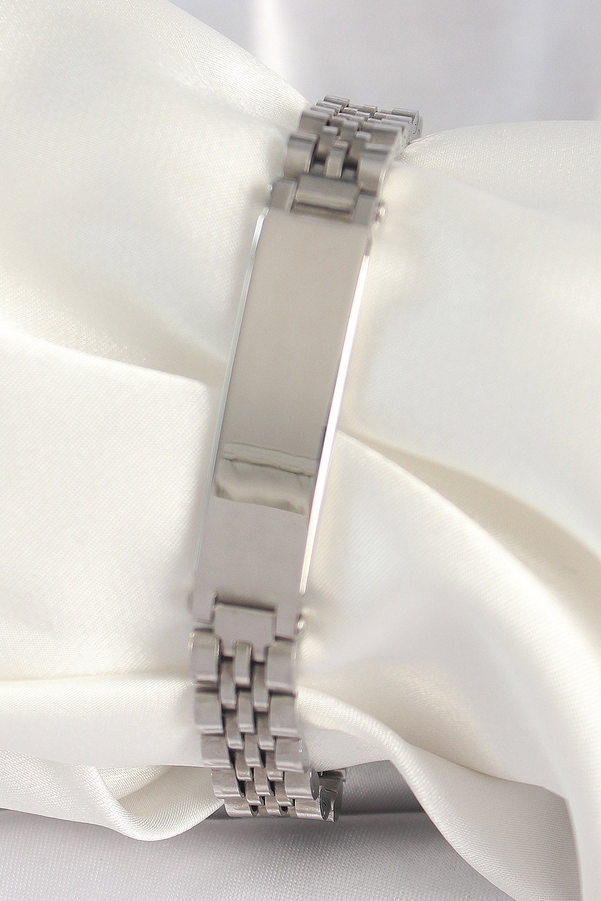 316L Çelik Gümüş Renk Zincir Künye Model Erkek Bileklik