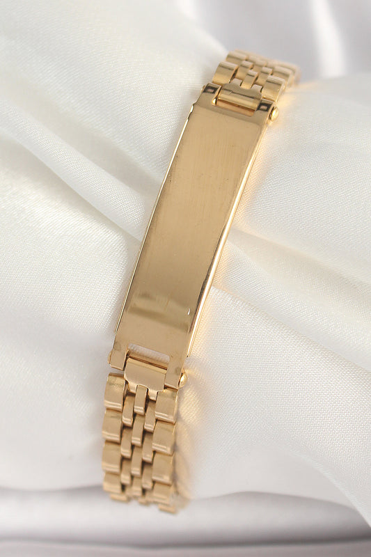 316L Çelik Gold Renk Zincir Künye Model Erkek Bileklik