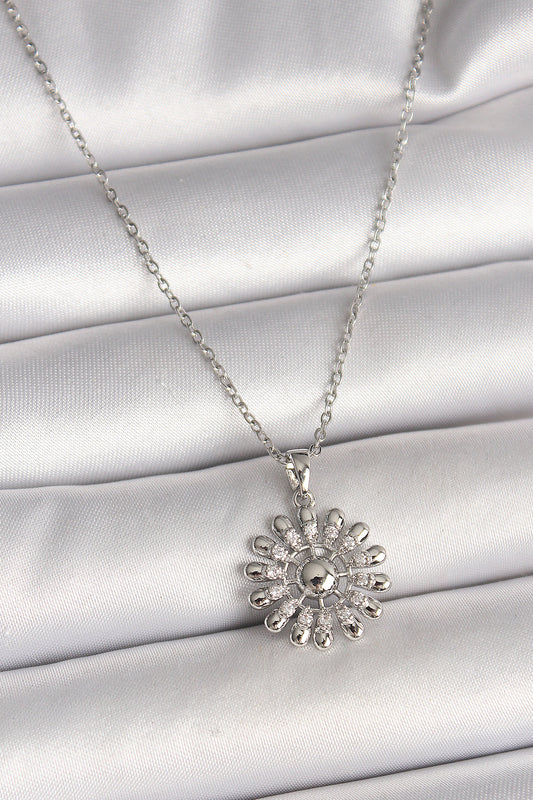 316L Steel Silver Color Chain Zircon Stone Sun Model Women's Necklace