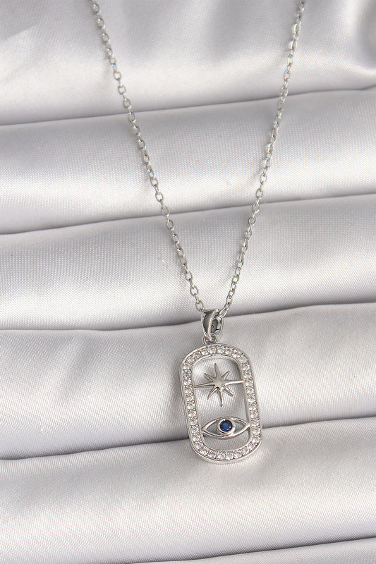 316L Steel Silver Color Chain Zircon Stone Eye Star Model Women's Necklace
