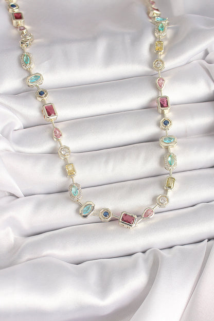 Pirinç Gold Renk Zirkon Taşlı VIP Seri Kadın Kolye