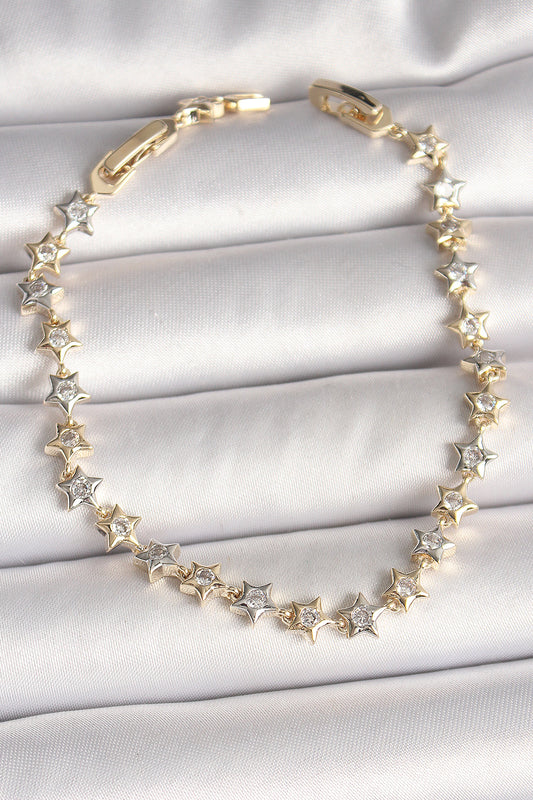 Brass Mix Color Zircon Stone Star Model VIP Series Women's Bracelet