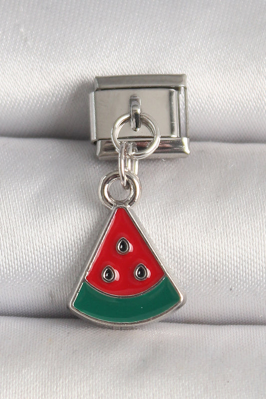 316L Steel Silver Color Watermelon Slice Model Nomination Charm