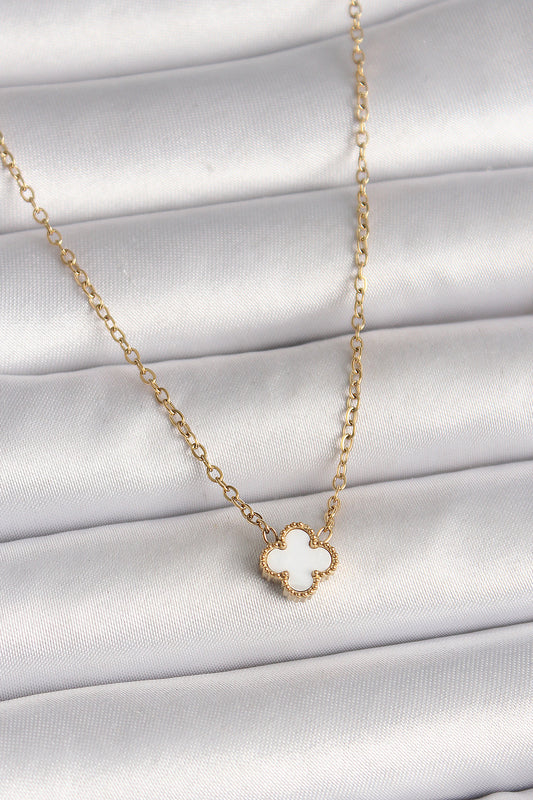 316L Steel Gold Color White Clover Model Women's Necklace