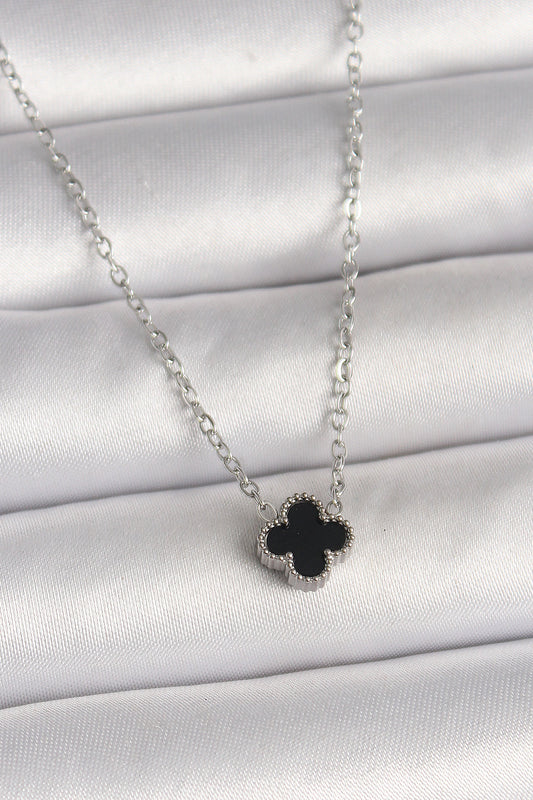 316L Steel Silver Color Black Clover Model Women's Necklace