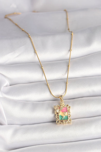 316L Steel Gold Color Colorful Zircon Stone Butterfly Embroidered Portrait Model Women's Necklace