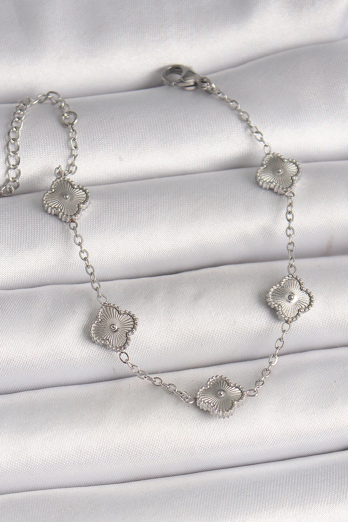 316L Steel Silver Color Embroidered Baby Boy Clover Model Women's Bracelet