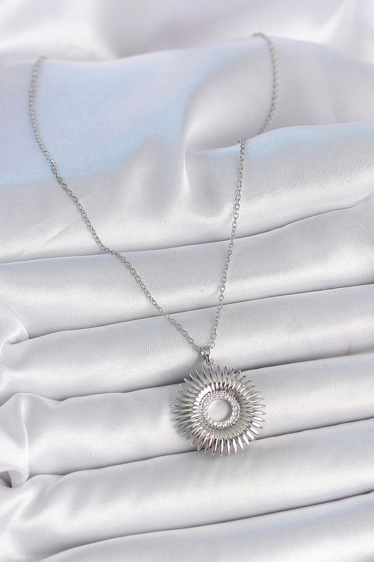 316L Steel Silver Color Chain Zircon Stone Nova Star Model Women's Necklace