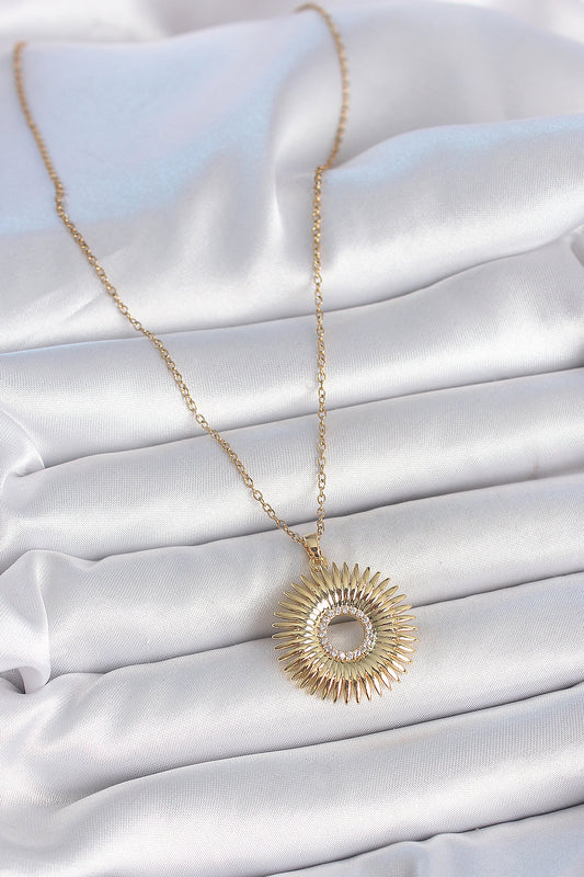 316L Steel Gold Color Chain Zircon Stone Nova Star Model Women's Necklace