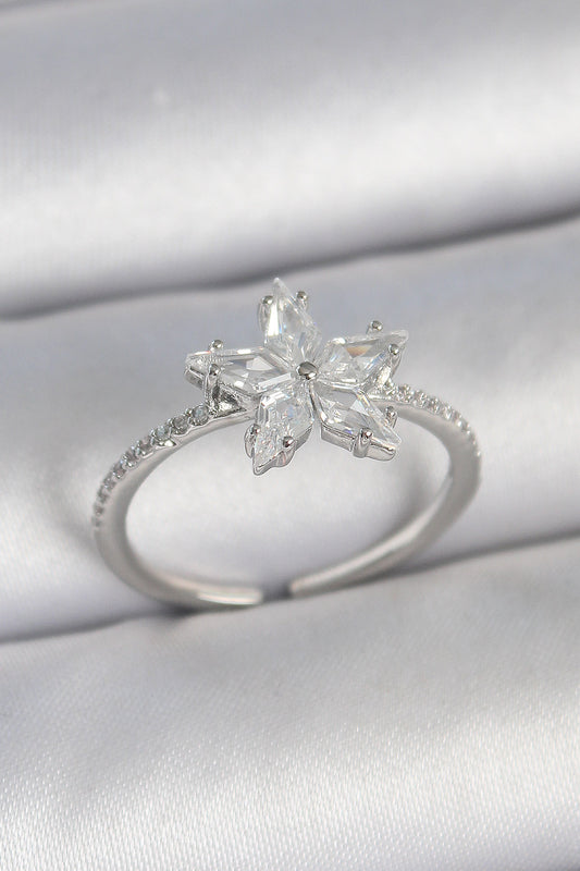 Brass Silver Color Zircon Stone Star Model Adjustable Women's Ring
