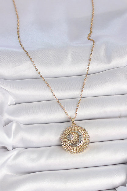 316L Çelik Gold Renk Mix Renk Ay Güneş Model Kadın Kolye