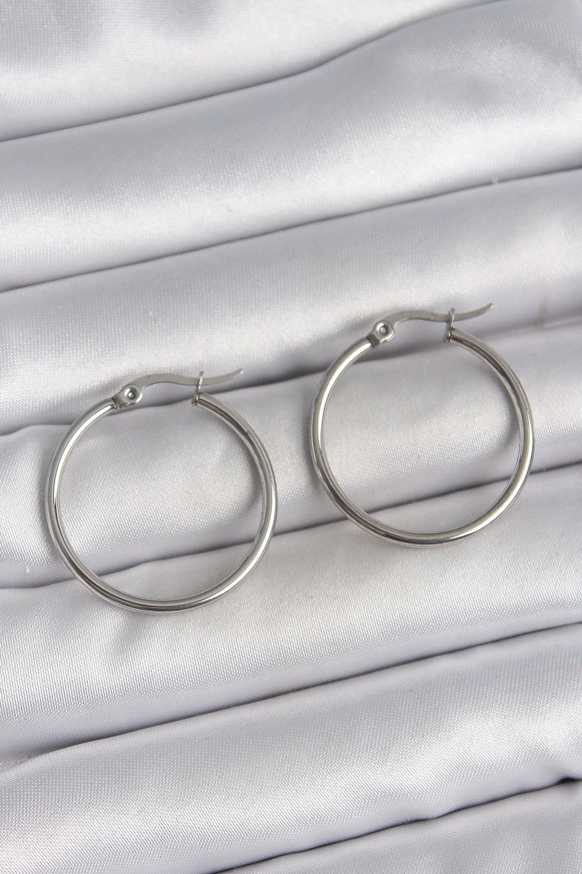 316 Steel Silver Color 27 mm Hoop Model Women's Earrings
