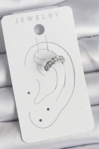 Pirinç Gümüş Renk Zirkon Taşlı Kıkırdak Model Kadın Küpe