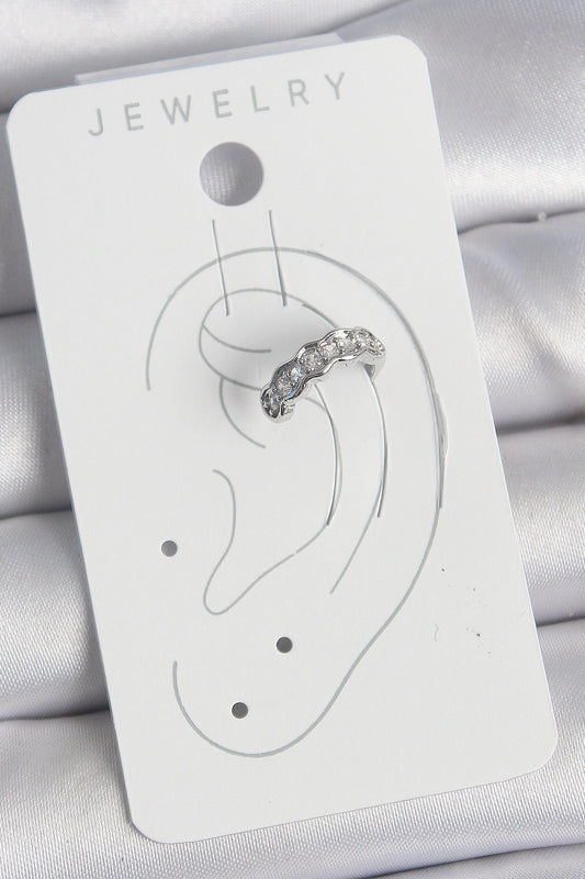 Brass Silver Color Zircon Stone Cartilage Model Women's Earrings