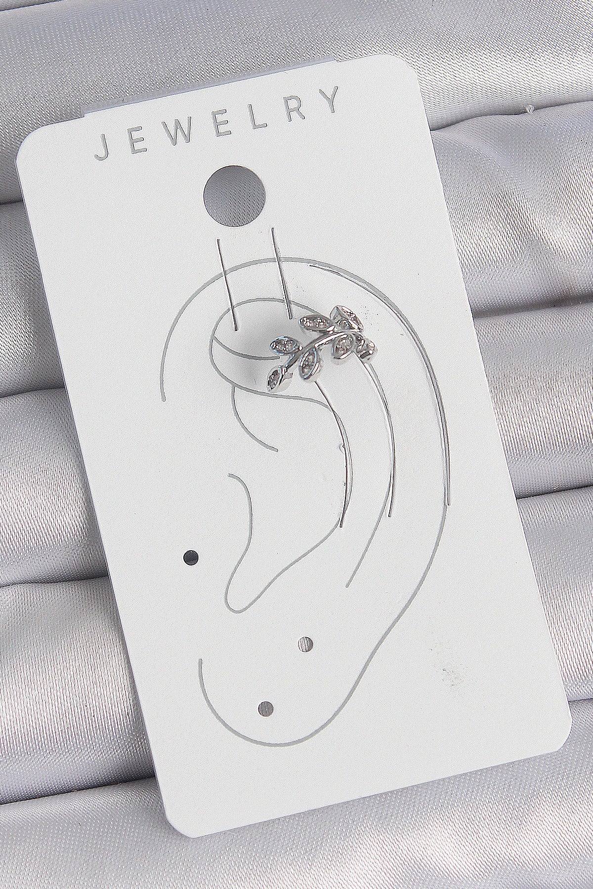 Brass Silver Color Zircon Stone Leaf Model Cartilage Women's Earrings