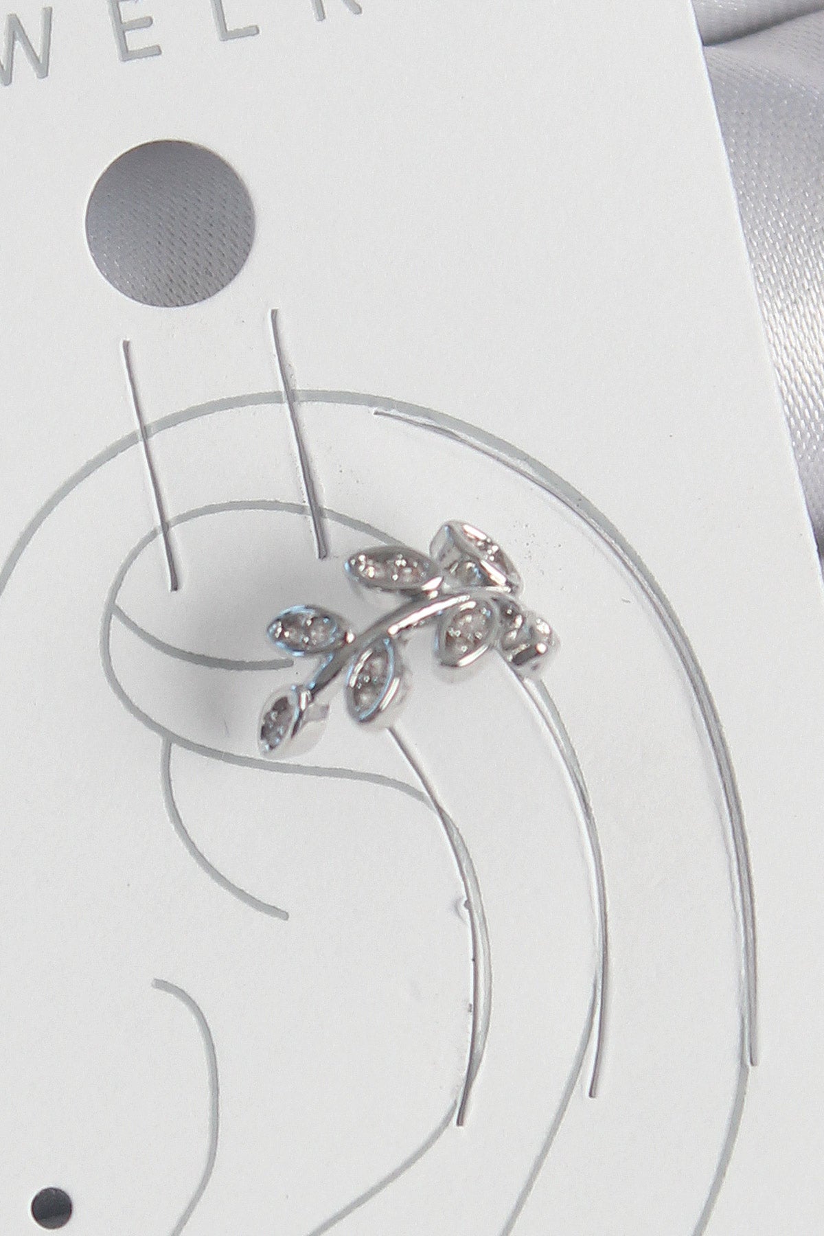 Brass Silver Color Zircon Stone Leaf Model Cartilage Women's Earrings