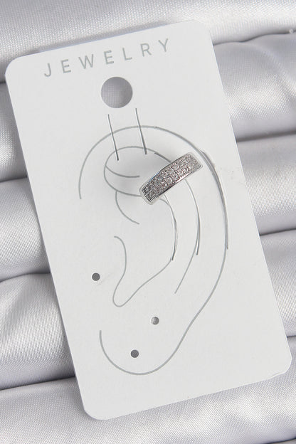 Pirinç Gümüş Renk Zirkon Taşlı Kıkırdak Model Kadın Küpe