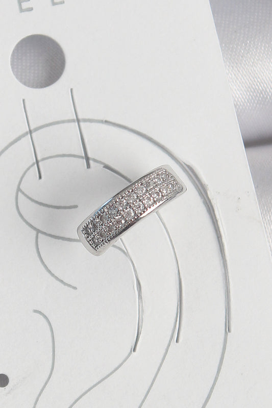 Pirinç Gümüş Renk Zirkon Taşlı Kıkırdak Model Kadın Küpe