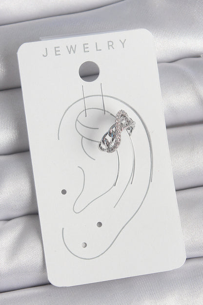 Pirinç Gümüş Renk Zirkon Taşlı Zincir Sonsuzluk Model Kadın Kıkırdak Küpe