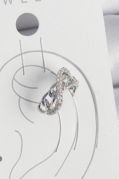 Pirinç Gümüş Renk Zirkon Taşlı Zincir Sonsuzluk Model Kadın Kıkırdak Küpe