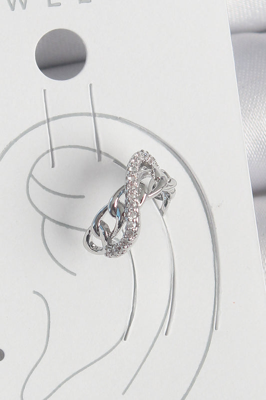 Brass Silver Color Zircon Stone Chain Infinity Model Women's Cartilage Earrings
