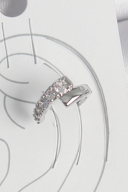 Pirinç Gümüş Renk Zirkon Taşlı Kadın Kıkırdak Küpe