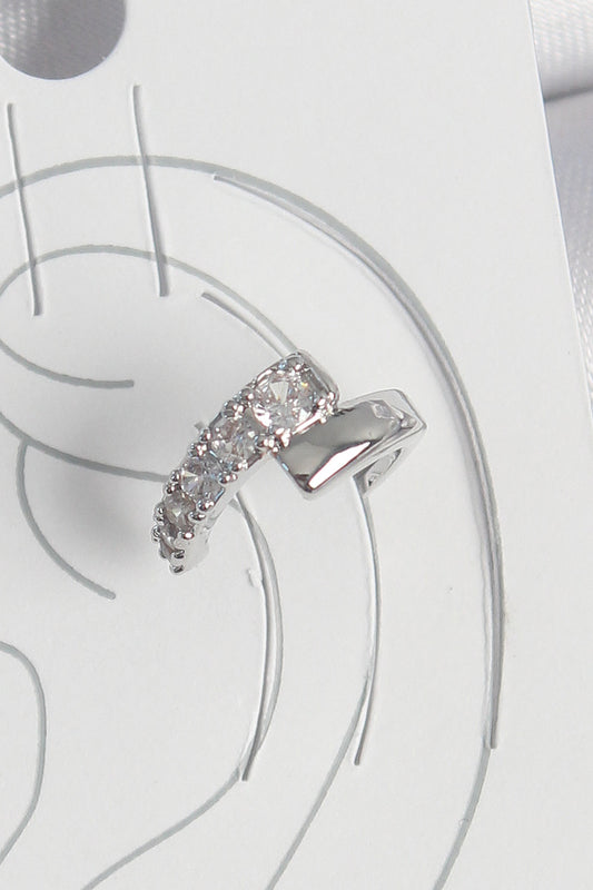 Pirinç Gümüş Renk Zirkon Taşlı Kadın Kıkırdak Küpe