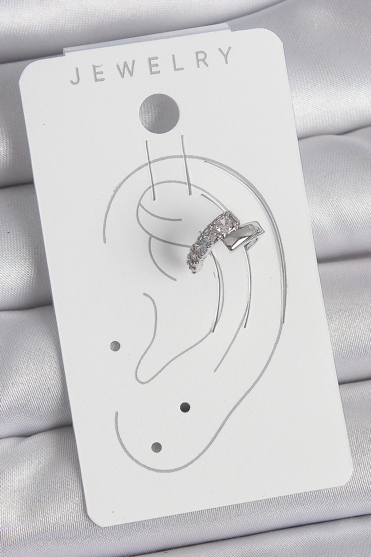 Pirinç Gümüş Renk Zirkon Taşlı Kadın Kıkırdak Küpe