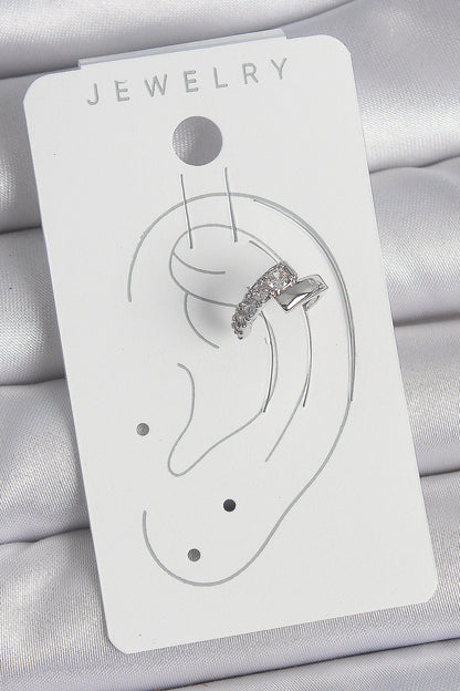 Pirinç Gümüş Renk Zirkon Taşlı Kadın Kıkırdak Küpe