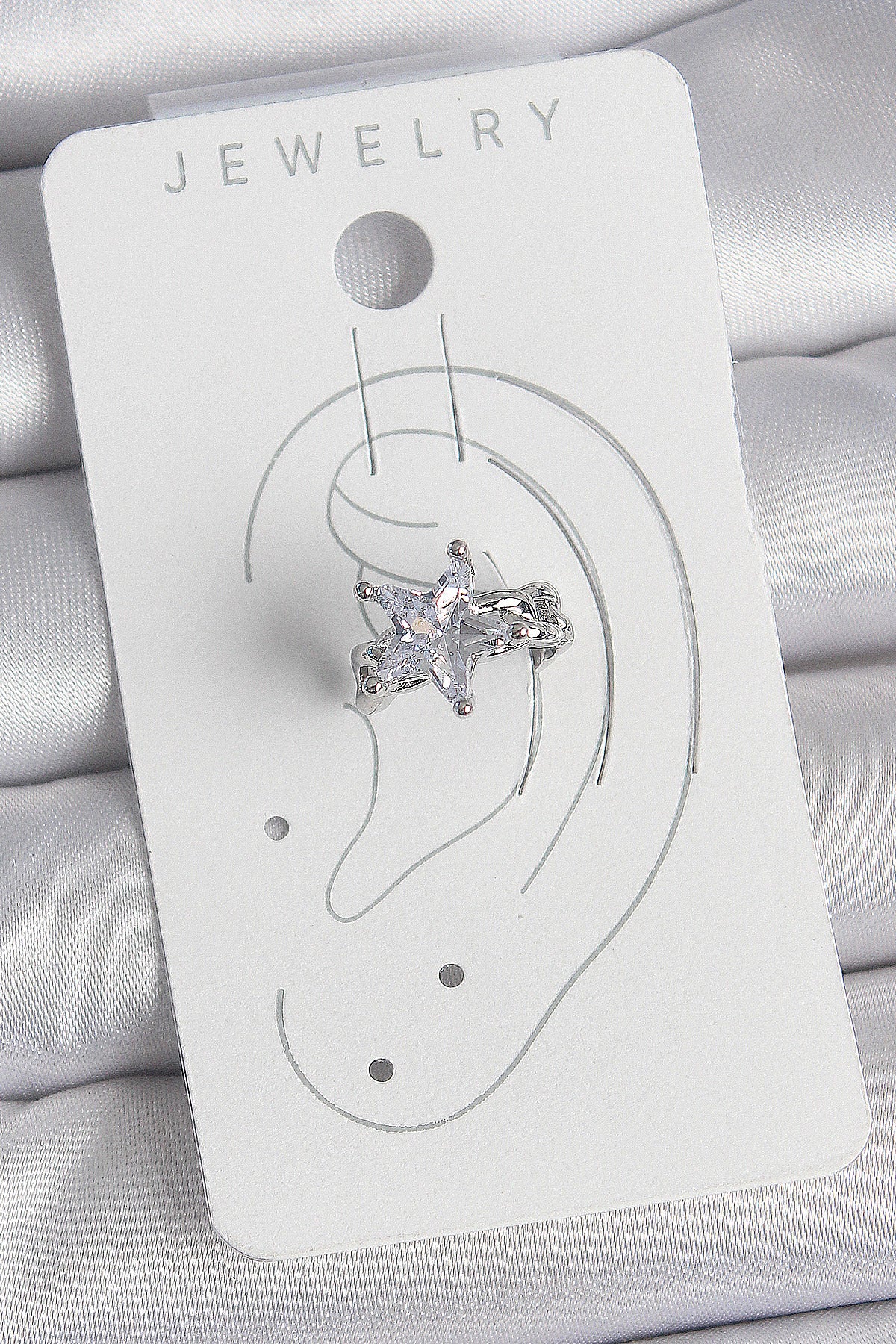 Brass Silver Color Zircon Stone Star Model Women's Cartilage Earrings