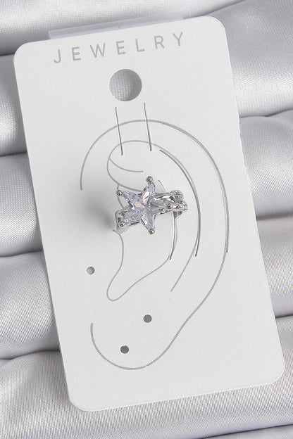 Brass Silver Color Zircon Stone Star Model Women's Cartilage Earrings