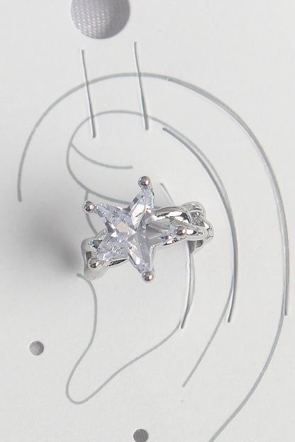 Brass Silver Color Zircon Stone Star Model Women's Cartilage Earrings