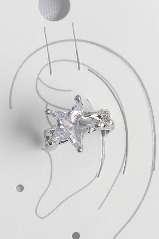 Brass Silver Color Zircon Stone Star Model Women's Cartilage Earrings