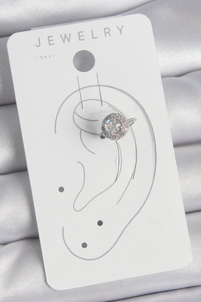 Pirinç Gümüş Renk Zirkon Taşlı Kadın Kıkırdak Model Küpe