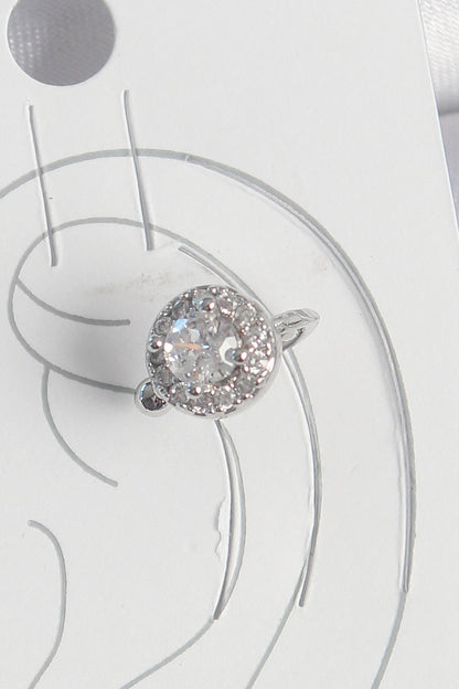 Pirinç Gümüş Renk Zirkon Taşlı Kadın Kıkırdak Model Küpe