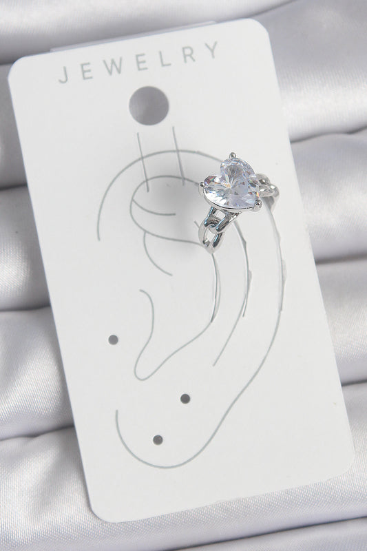 Brass Silver Color Zircon Stone Heart Model Women's Cartilage Earrings