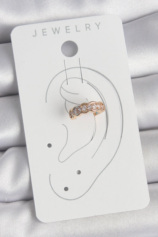 Brass Gold Color Zircon Stone Women's Cartilage Earrings