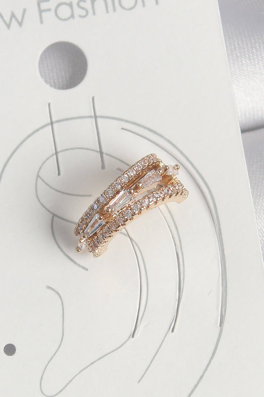Brass Gold Color Zircon Stone 3-Row Model Women's Cartilage Earrings