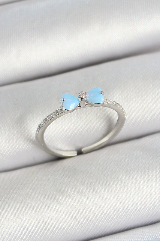 Pirinç Fiyonk Figürlü Zirkon Taşlı Gümüş Renk Ayarlanabilir Kadın Yüzük