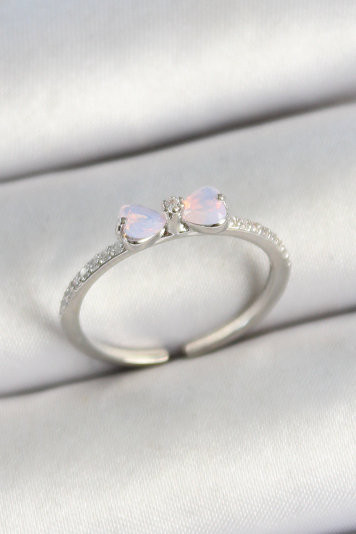 Brass Bow Figured Zircon Stone Gold Color Adjustable Women's Ring