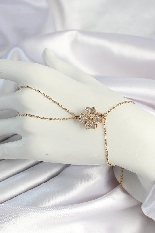 316L Steel Gold Color Chained Rotating Clover Figured Shahmaran