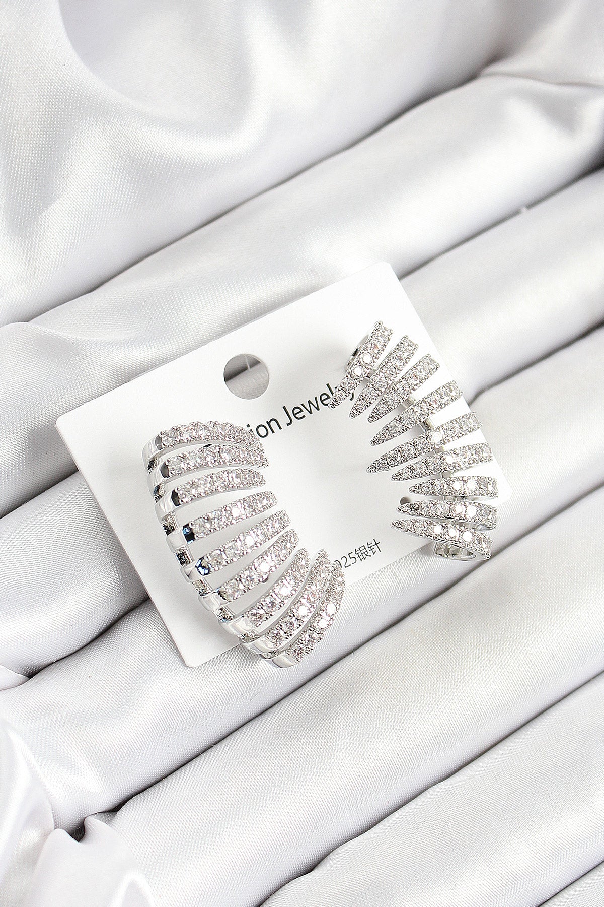 Brass Zircon Stone Multi-Look Model Silver Color Women's Earrings