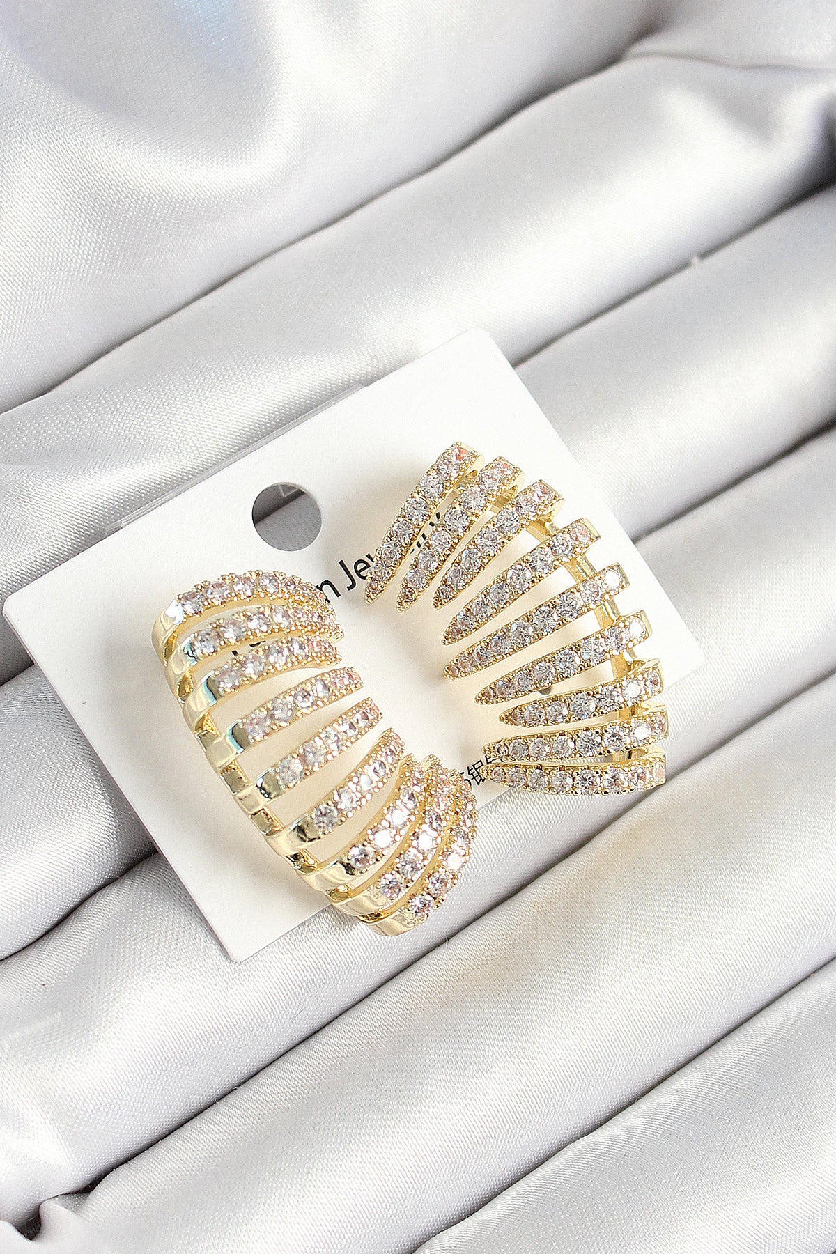 Brass Zircon Stone Multi-Look Model Gold Color Women's Earrings