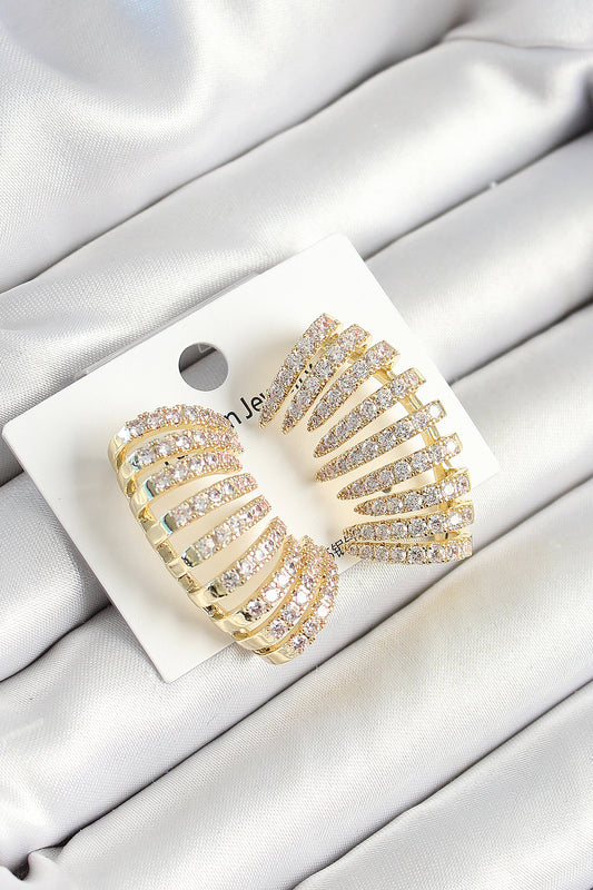 Brass Zircon Stone Multi-Look Model Gold Color Women's Earrings