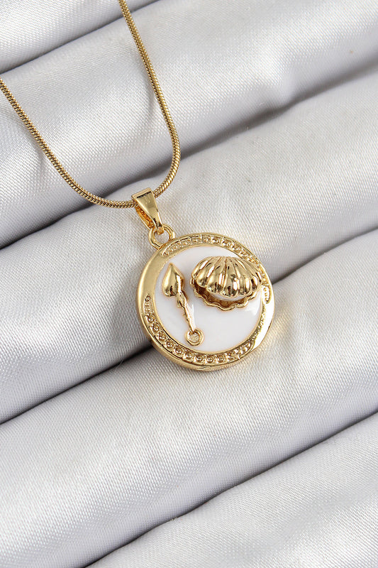 316L Steel Chain White Enamel Artistic Portrait Oyster Model Gold Color Women's Necklace
