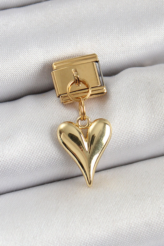 316L Çelik Sallantılı Kalp Model Gold Renk Nomination Charm
