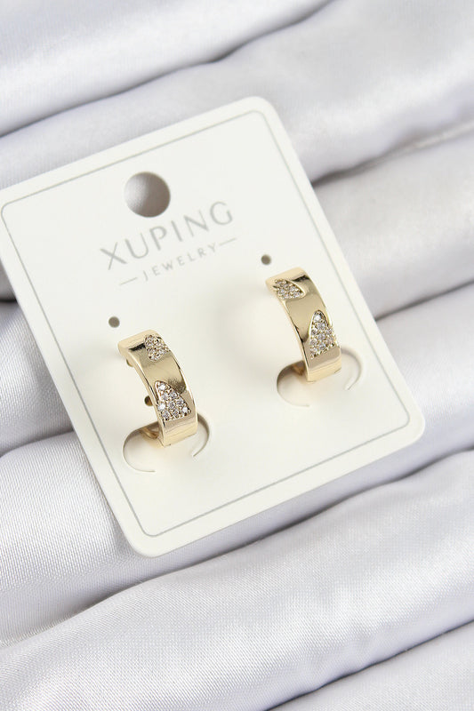Xuping Zirkon Taşlı Desenli Halka Model Gold Renk Kadın Küpe