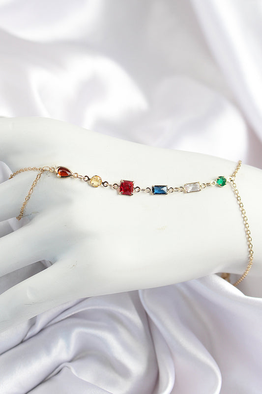 Pirinç Renkli Zirkon Taşlı Y Model Gold Renk Kadın Şahmeran