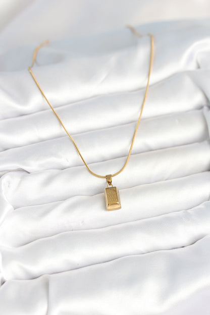 316L Çelik Gold Renk Mini Külçe Altın Model Kolye